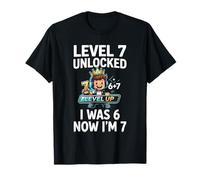 T-Shirt d'anniversaire pour garçon avec Inscription « Level 7 Unlocked I Was 6 Now I'm 7 » T-Shirt
