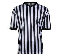 T-shirt d'arbitre pour adulte avec col en V, aspect rayé respirant comme haut à manches courtes anti-transpiration, Noir , XL