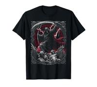 T-Shirt d'art d'horreur Gothique foncé Grim Reaper Scythe Fallen Angels T-Shirt