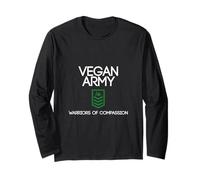 T-Shirt d'athlète végétalien avec Inscription « Vegan Army Warriors of Compassion Proud » Manche Longue
