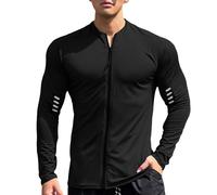 T-shirt d'automne pour homme - Couleur unie - Col rond - Maille respirante - Pour la course à pied, le fitness, le basket-ball, l'entraînement en plein air - Pour l'intérieur et l'extérieur - Pour la