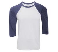 T-shirt de base-ball à manches 3/4 pour hommes - Blanc - Large