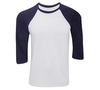 T-shirt de base-ball à manches 3/4 pour hommes - Blanc - Small