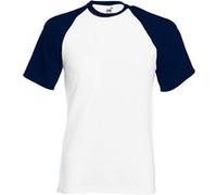 T-shirt de baseball à manches courtes Fruit Of The Loom pour homme (3XL) (Blanc/Bleu marine profond) - UTBC327 Blanc/Bleu Marine Profond, Blanc/Bleu marine profond G