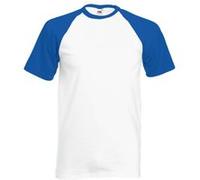 Fruit of The Loom T-Shirt de Baseball à Manches Courtes pour Homme (S) (Blanc/Noir)