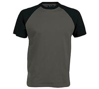 T-shirt de baseball à manches courtes Kariban pour homme (M) (Gris ardoise/Noir)