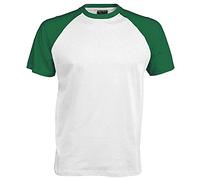 T-shirt de baseball à manches courtes Kariban pour homme (S) (Blanc/Vert forêt)