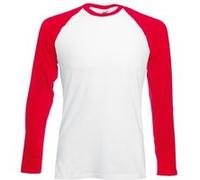 T-shirt de baseball à manches longues Fruit Of The Loom pour homme (2XL) (Blanc/Rouge) - UTBC328 Blanc/Rouge, Blanc/Rouge G