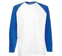 T-shirt de baseball à manches longues Fruit Of The Loom pour homme (S) (Blanc/Bleu royal) - UTBC328 Blanc/Bleu Royal, Blanc/Bleu royal