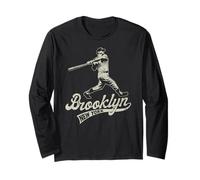 T-shirt de baseball Brooklyn de style vintage pour homme et femme Manche Longue