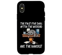 T-shirt de bureau amusant The First Five Days Work Cat Lovers Coque pour iPhone X/XS