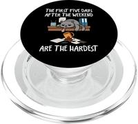 T-shirt de bureau amusant The First Five Days Work Cat Lovers PopSockets PopGrip pour MagSafe