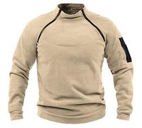 T-shirt de combat camouflage tactique pour homme - Coupe ajustée - Manches longues - Camouflage - Paintball - Airsoft - Armée militaire - Uniforme militaire, Kaki 01., XXL