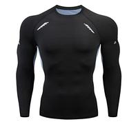 T-shirt de compression à manches longues pour homme - Design athlétique pour la course à pied et le football - Col roulé - Idéal comme sous-vêtement de sport, M