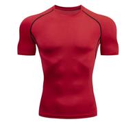 T-Shirt de Compression Homme à Manches Courtes Couche de Base à Séchage Rapide Haut Moulant de Fitness Chemise D'entraînement Baselayer Top Vêtement Sportif pour Fitness Gym Course Musculation