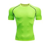 T-Shirt de Compression Homme à Manches Courtes Couche de Base à Séchage Rapide Haut Moulant de Fitness Chemise D'entraînement Baselayer Top Vêtement Sportif pour Fitness Gym Course Musculation G L