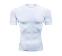 T-Shirt de Compression Homme à Manches Courtes Couche de Base à Séchage Rapide Haut Moulant de Fitness Chemise D'entraînement Baselayer Top Vêtement Sportif pour Fitness Gym Course Musculation K XS