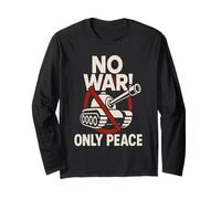 T-shirt de dessin animé anti-guerre audacieux Peace Over War Manche Longue