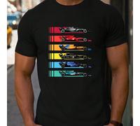 T-shirt de fan de Formule 1, col rond, homme, 220 g/m², été, pur coton, manches courtes (1 pièce) T-shirt homme à manches courtes et col rond, décontracté, imprimé, confortable, doux, respirant et fra
