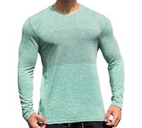 T-shirt de fitness pour homme - Couleur unie - Col rond - Maille respirante - Pour course à pied, fitness, basket-ball, entraînement en plein air - Pour la gym, le sport, la vie quotidienne, Vert, XL