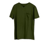 T-shirt de fitness pour homme - Printemps - Automne - Solide - Fitness - Grand T-shirt de sport - Coton élastique - Manches courtes - Col en V - Chemisier pour l'extérieur, la gym, le sport, la vie