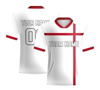 T-shirt de football Angleterre pour homme, maillot pour supporters européens 2024, personnalisez votre propre équipe avec badge de nom de l'équipe, blanc, L