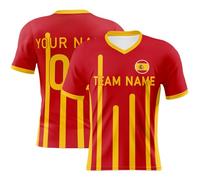 T-shirt de football personnalisé pour hommes et enfants, garçons, insigne de pays espagnol, maillots de football, numéro de l'équipe personnalisé, haut de football pour supporters espagnols, Rouge,