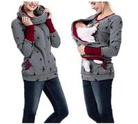 T-shirt de Grossesse et d'Allaitement - Vêtement d'Été pour Femme Enceinte - Pull à Capuche - Chemisier de Maternité - Veste de Portage en Polaire, Rouge