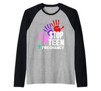 T-Shirt de Grossesse Stop Teen - Prévention de la Grossesse chez Les Adolescentes Manche Raglan
