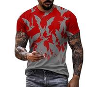 T-shirt de gym uni à manches courtes pour homme chemisier Halloween imprimé rouge t-shirt à manches courtes tendance décontracté et confortable pour intérieur extérieur marche sport vie quotidienne