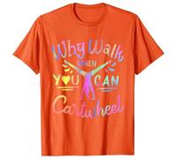 T-shirt de gymnastique acrobatique pour homme avec imprimé roue arrière pour filles et adolescents Tumbling Why Walk When You Can Cartwheel Print T-shirt baggy confortable Top, O Orange, XXL
