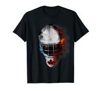 T-shirt de hockey sur glace avec masque de gardien de but - Drapeau du Canada et hockey sur glace T-Shirt