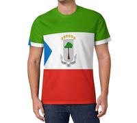 T-Shirt De Imprimé Guinée Équatoriale - pour Fans De - Sport Décontracté - Imprimé Drapeau National - Manches Courtes - pour Homme Et Femme - Séchage Rapide - Respirant