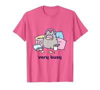 T-Shirt de Jeu Pusheen Very Busy T-Shirt, Homme, Rose Chiné, XXL