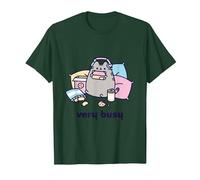 T-Shirt de Jeu Pusheen Very Busy T-Shirt, Homme, Vert Forêt, S