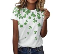 T-shirt de la Saint-Patrick pour femme - T-shirt irlandais ample et ajusté - T-shirt de la St Patrick - Imprimé trèfle irlandais - Hauts d'été - Tenues de la Saint-Patrick, A-d, XL