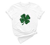T-shirt de la Saint-Patrick pour femme - T-shirt vert de la Saint-Patrick fantaisie - T-shirts verts baggy pour femme - Costume de leprechaun - T-shirts trèfle, blanc, S