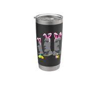 T-shirt de l'île de Pâques avec motif de têtes de vacances Gobelet isotherme en acier inoxydable double paroi