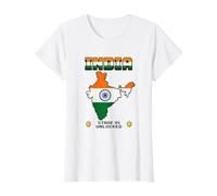 T-Shirt de l'Inde, Drapeau de l'Inde pour Enfants, Drapeau Indien, Cartes Indiennes T-Shirt Graphique avec Valeur, Femme, Blanc, S