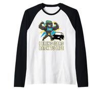 T-Shirt de mécanicien Funny Car Jump Starter Manche Raglan
