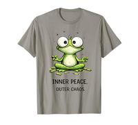T-Shirt de méditation Inner Peace Outer Chaos en Forme de Grenouille T-Shirt