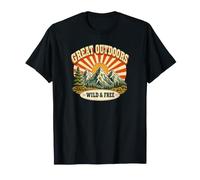 T-Shirt de Montagne rétro Wild and Free de Great Outdoors T-Shirt