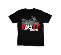 T-shirt de motard pour les fans de Guzzi V85 TT - 100 % coton - Coupe classique - Design inspiré de la moto, Noir - Voyage 2019-2023, Taille M