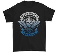 T-shirt de moto Irlande Speed Junkies Biker pour homme 100 % coton, Noir , XXL
