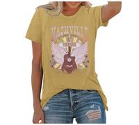 T-shirt de musique country pour femme - Style vintage - Tennessee - T-shirt graphique - Rodéo Western - Manches courtes, Jaune clair., XL