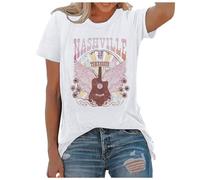 T-shirt de musique country pour femme - Style vintage - Tennessee - T-shirt graphique - Rodéo Western - Manches courtes, Blanc., XL