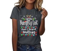 T-shirt de Noël amusant « On The List and I Regret Nothing » pour femme, gris, XL