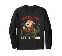 T-Shirt de Noël Amusant Père Noël Let It Roar Holiday Dino Manche Longue