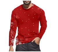 T-shirt de Noël décontracté tendance pour homme - Manches longues - Col rond pour un style parfait, rouge, M