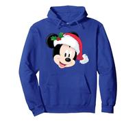 T-shirt de Noël Disney Mickey Mouse avec chapeau de Père Noël Sweat à Capuche, Unisexe pour adultes, Bleu Royal, L